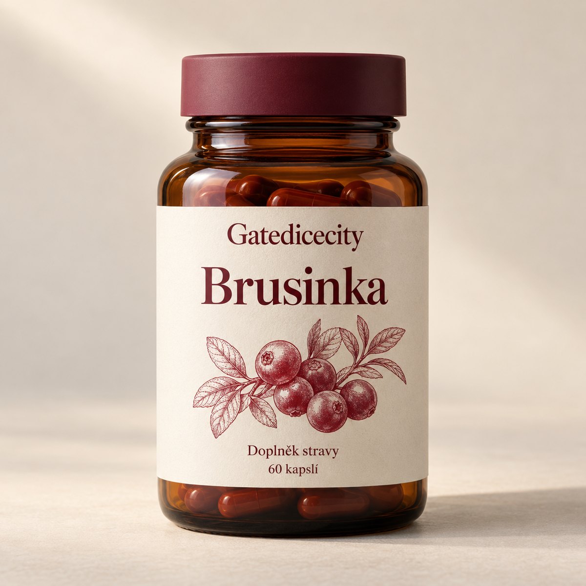 Brusinka — dóza, 60 kapslí